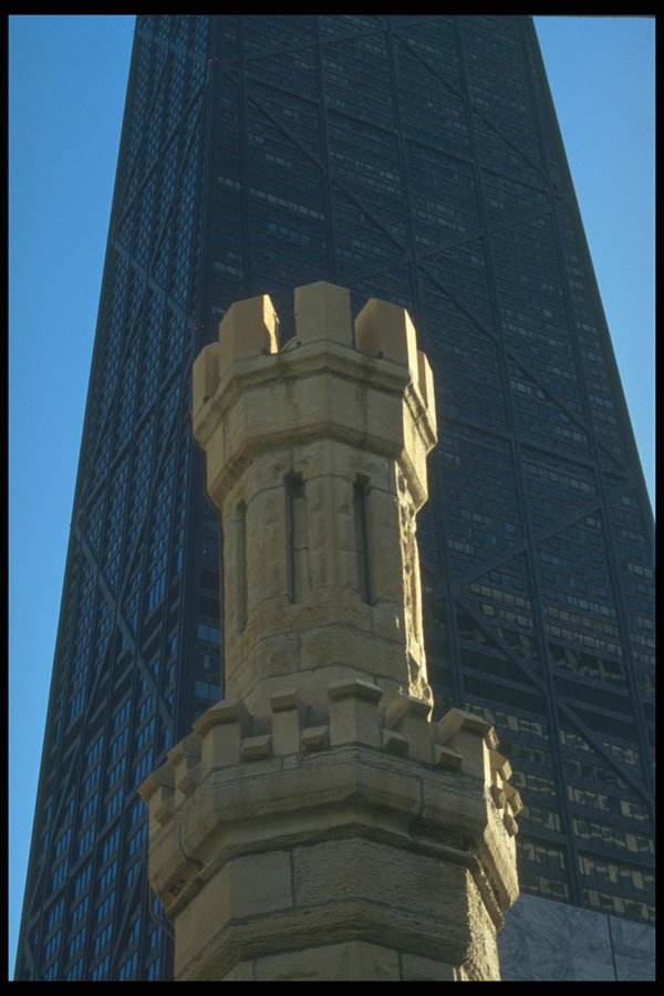 212088 Chicago Water Works Tower And John Hancock Center A4 Photo Print