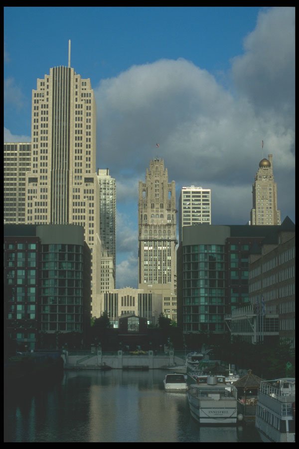 212089 North Pier And Tribune Tower A4 Photo Print