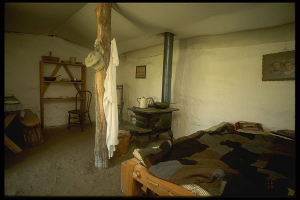 216027 Interior, Sod House (1850's) A4 Photo Print