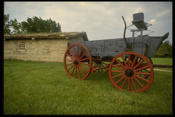 216031 Historic Oregon Trail Wagon, Fort Kearny, Nebraska A4 Photo Print