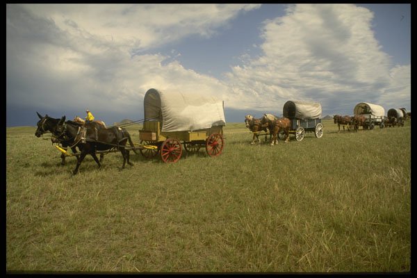 216041 Wagon Train Across Oregon Trail Prairie Route A4 Photo Print