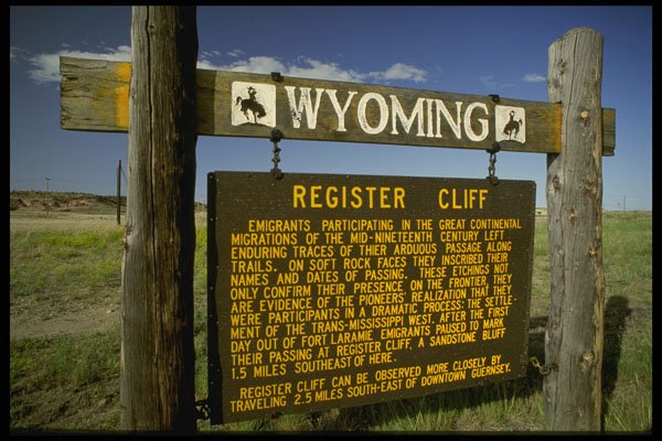 216054 Historic Marker, Register Cliff, Guernsey, Wyoming A4 Photo Print