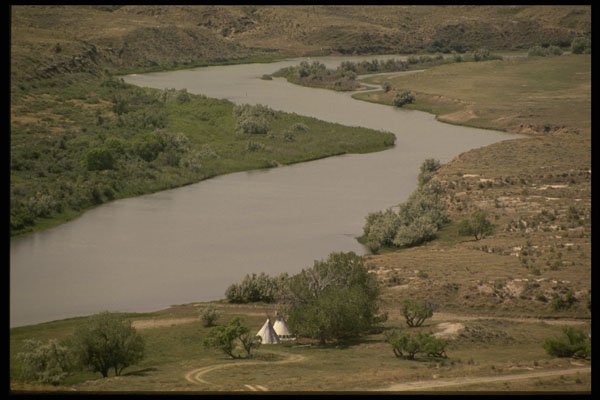 216068 The Platte River Winding Ever Westward, Wyoming A4 Photo Print