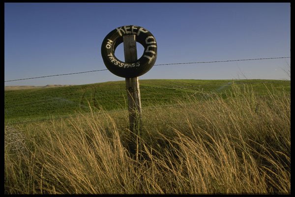 216080 Fence Line And Tire Sign Along The Trail Outside Boise A4 Photo Print
