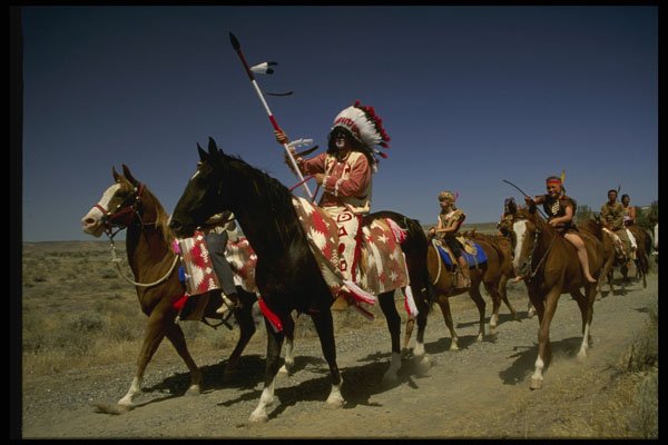 216084 Costumed Indians Ride Towards The Celebration A4 Photo Print