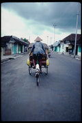 217032 Yogyakarta, A Becak On A Quiet Street A4 Photo Print