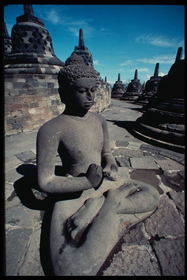 217085 Borobodur, Buddha In The Lotus Position A4 Photo Print