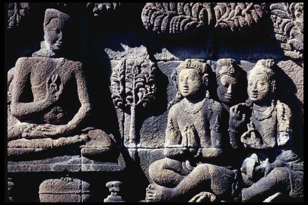 217092 Borobodur, A Temple Frieze, Buddha Teaching His Disciples A4 Photo Print