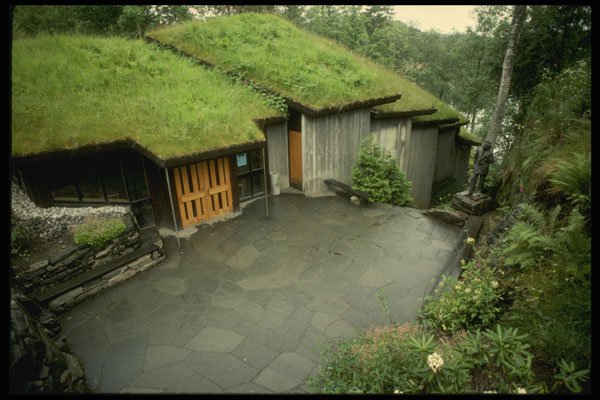 219027 Quaint Sod roofed Grieg Concert Hall A4 Photo Print