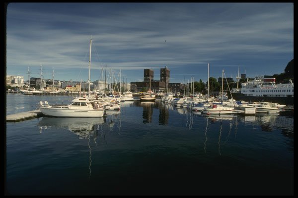 219036 An Oslo Harbor Marina With Private Yachts A4 Photo Print