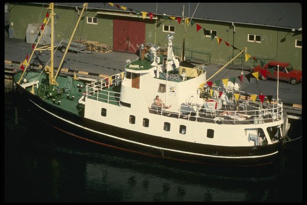 219037 On Deck Of A Coastal Freighter A4 Photo Print