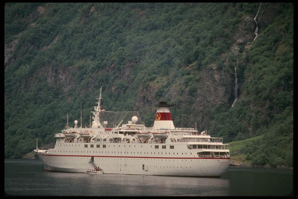 219067 A Russian Cruise Ship Anchors Off Shore A4 Photo Print