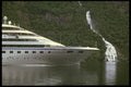 219068 Cruiseship Passes By A Fjord's Waterfall A4 Photo Print