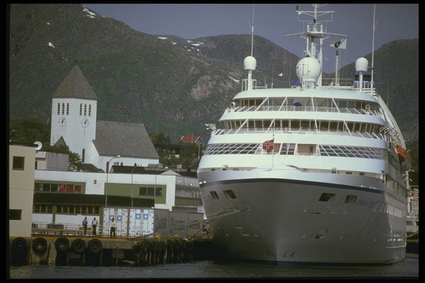 219085 A Modern Cruise Ship Dominates The Svolvaer Harbor A4 Photo Print