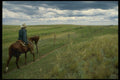 220026 Cowboy Riding Fence A4 Photo Print