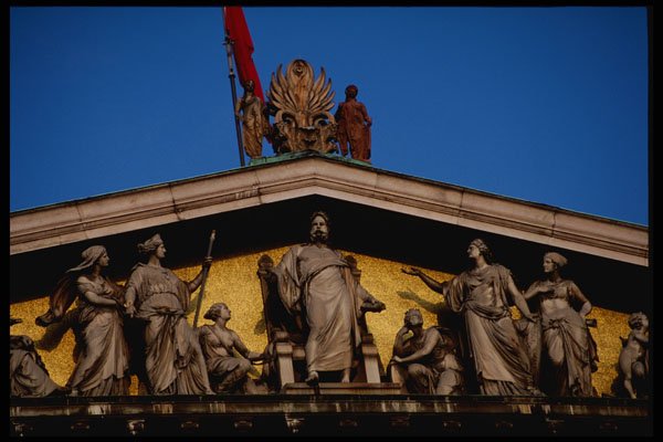 222002 Statuary, Entrance Facade, National Parliament, Vienna A4 Photo Print