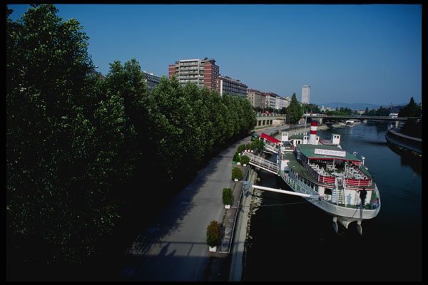 222021 Danube River And Johann Strauss Floating Restaurant A4 Photo Print