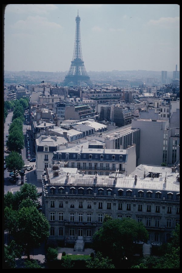 223003 View Of Parisian Rooftops, With Eiffel Tower In The Background A4 Photo Print
