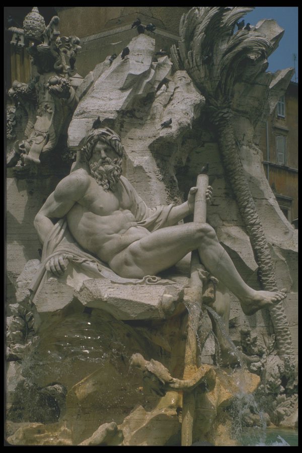 224030 Fountain Of The Four Rivers, Piazza Navona, Rome A4 Photo Print