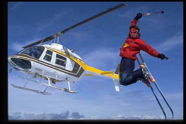 225002 Helicopter Skiing, Back Scratch, Lake Tahoe, USA A4 Photo Print