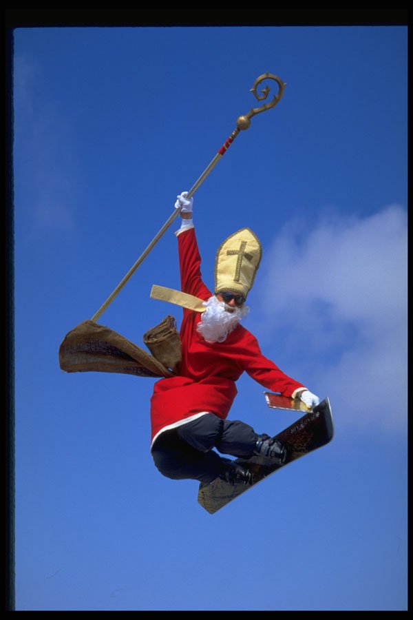 225064 Santa Claus, Snowboarding, Robfeld, Germany A4 Photo Print
