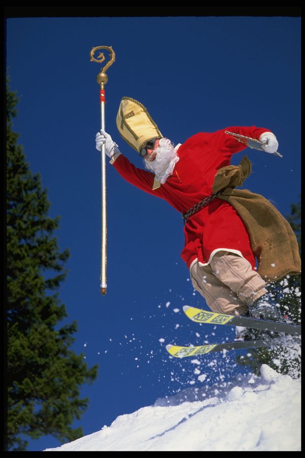 225065 Santa Claus, Skiing, Robfeld, Germany A4 Photo Print