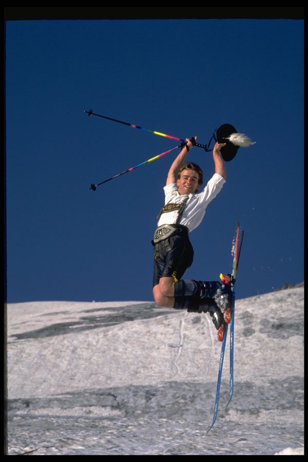 225070 Leather Pants, Aerials, Oetztal, Austria A4 Photo Print