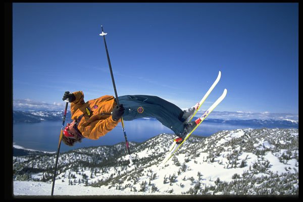225078 One Hand Pole Flip, Lake Tahoe, USA A4 Photo Print