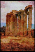 227017 Temple Of Zeus, Athens A4 Limited Edition Watercolour Print