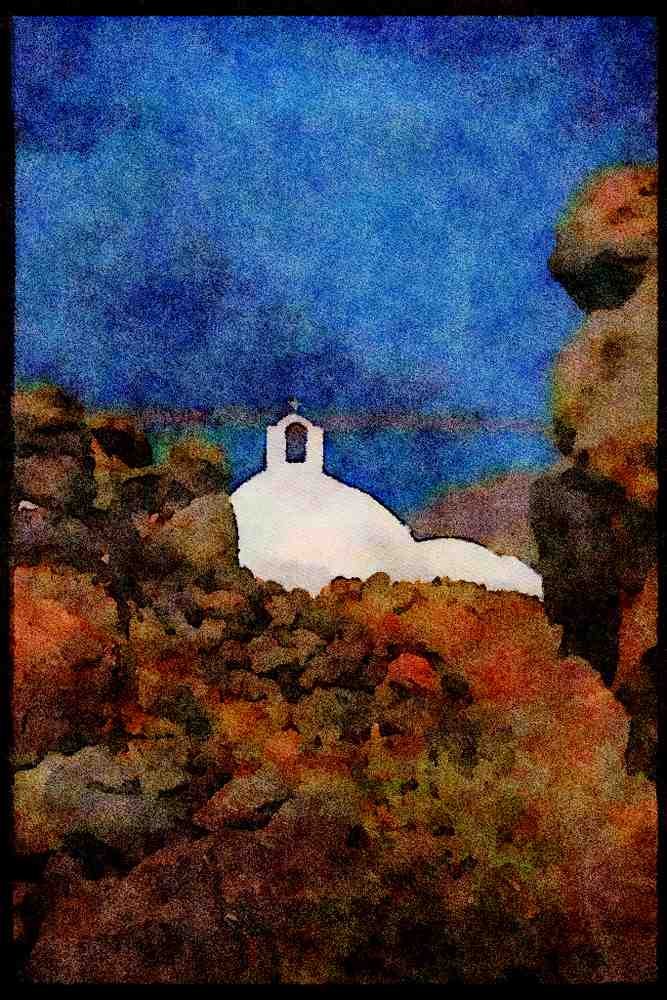 227030 Santorini A4 Limited Edition Watercolour Print