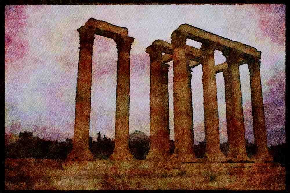 227038 Temple Of Zeus, Athens A4 Limited Edition Watercolour Print