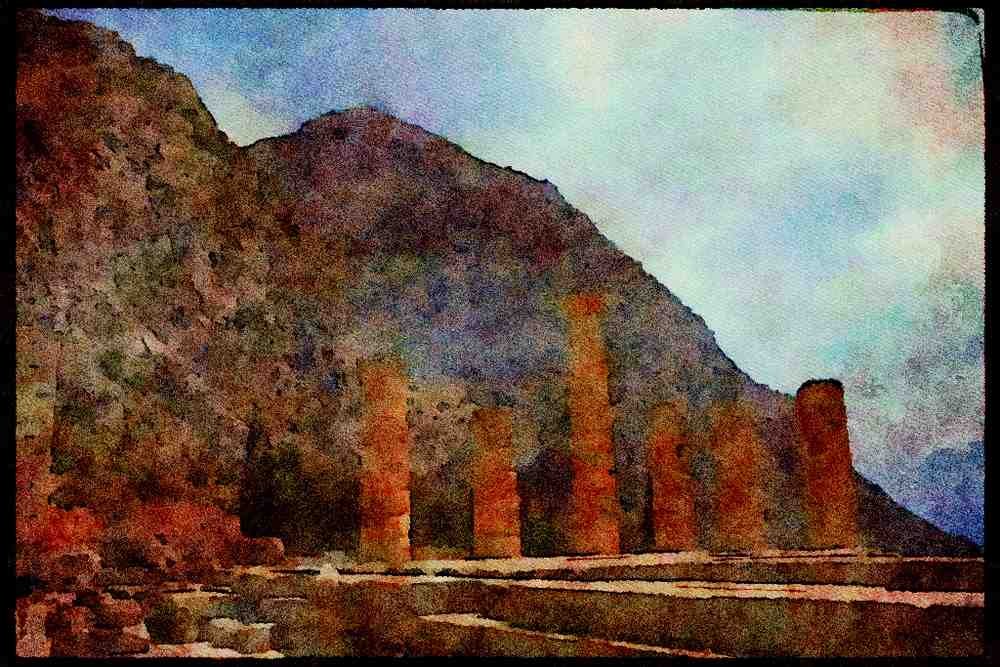 227046 Temple Of Apollo, Delphi A4 Limited Edition Watercolour Print