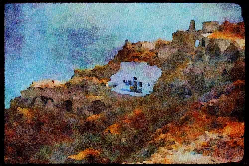 227058 Island Of Santorini A4 Limited Edition Watercolour Print