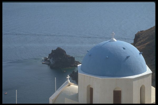 227067 Church Dome, Island Of Santorini A4 Photo Print