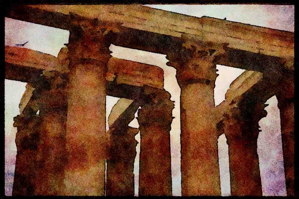 227070 Temple Of Zeus, Athens A4 Limited Edition Watercolour Print