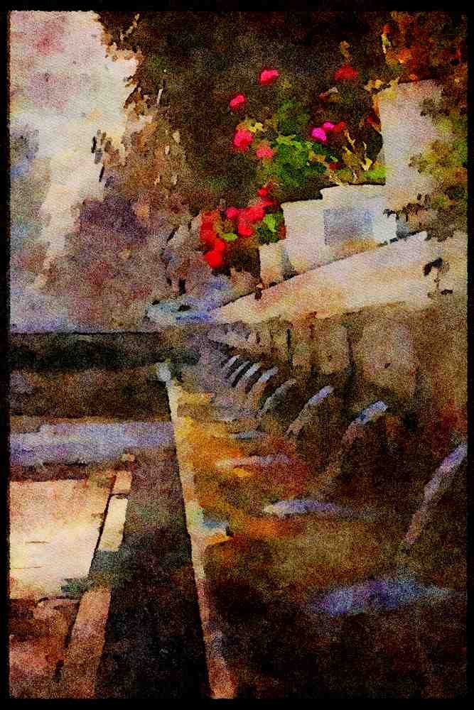 227074 Fountain, Spili, Island Of Crete A4 Limited Edition Watercolour Print