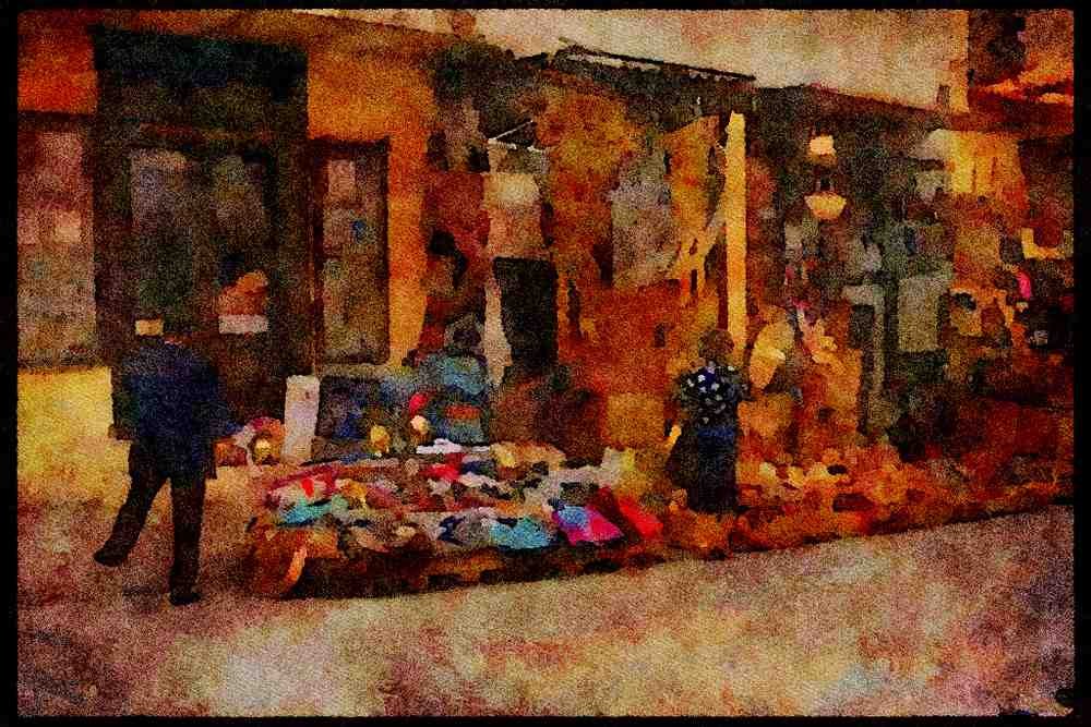 227087 Market Stalls, Athens A4 Limited Edition Watercolour Print