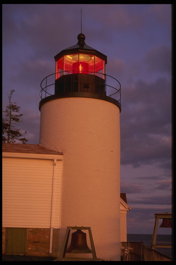 228001 Lighthouse At Sunset, Bass Harbor Head A4 Photo Print