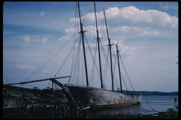 228019 Four Masted Schooner At Wiscasset A4 Photo Print
