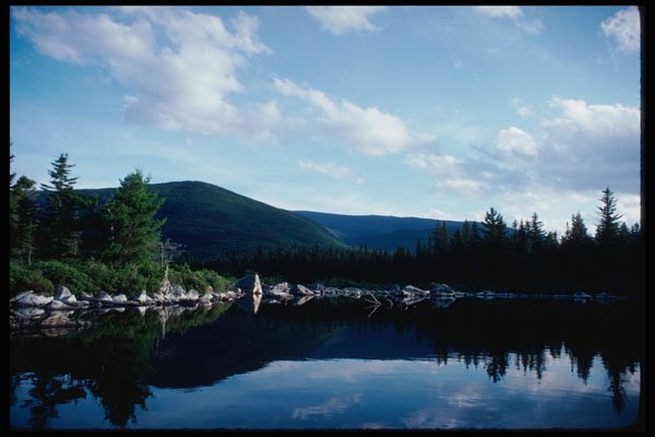 228043 Trees Reflected In The Water At Russell Pond A4 Photo Print