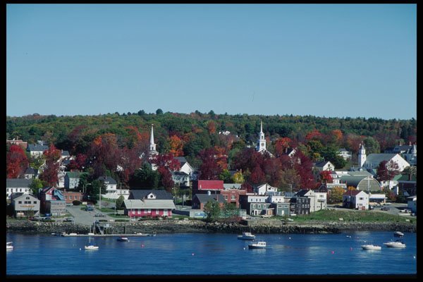 228068 Rooftops And Steeples, Bucksport A4 Photo Print