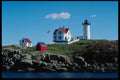 228076 Cape Neddick Lighthouse Flying The American Flag A4 Photo Print