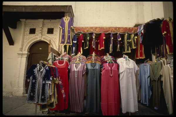 229005 Traditional Moroccan Robes Displayed In Casablanca's Souk A4 Photo Print