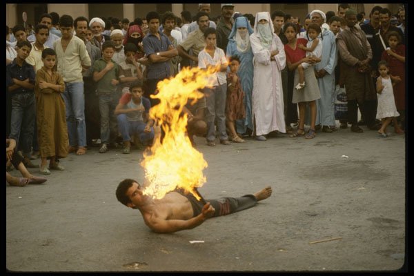 229062 Fire eater Performs At Djemas el Fna Square, Marrakesh A4 Photo Print