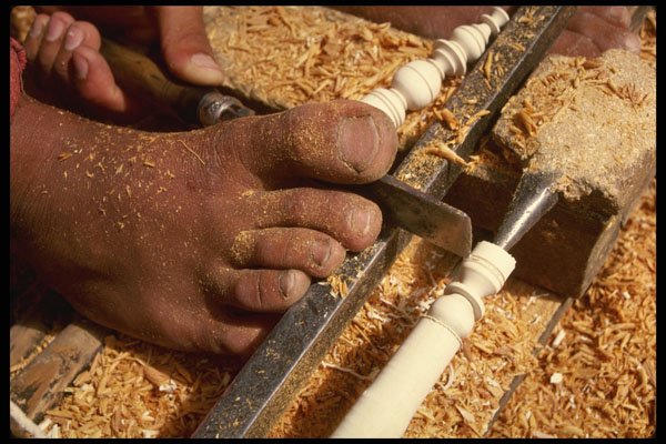 229065 Marrakesh Woodworker Using Foot Lathe A4 Photo Print