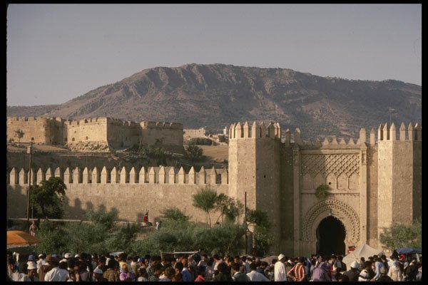 229078 Open Air Market Outside Fez City Gate A4 Photo Print