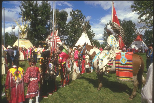 230021 Indian Village Tribe, Calgary Stampede, Alberta A4 Photo Print