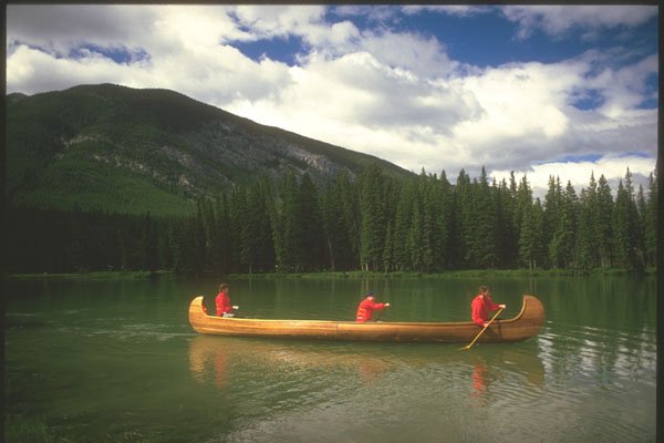 230030 Canoeist On Lake, Banff, Alberta A4 Photo Print