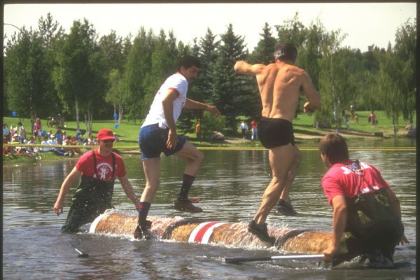 230033 Log rolling Contest, Klondike Days, Alberta A4 Photo Print