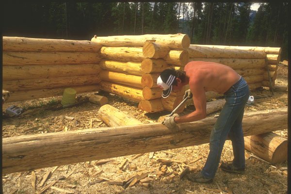230099 Building A Log Cabin, Yukon A4 Photo Print